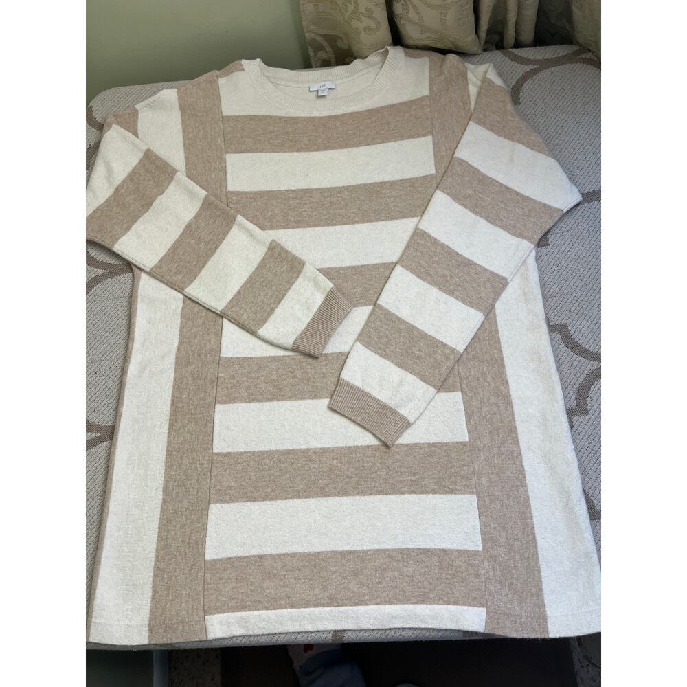 J. Jill striped neutral minimalist sweater tunic, size large Tall - Picture 1 of 10